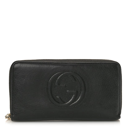 Gucci Pebbled Calfskin Soho Zip Around Wallet Black 1 of 9