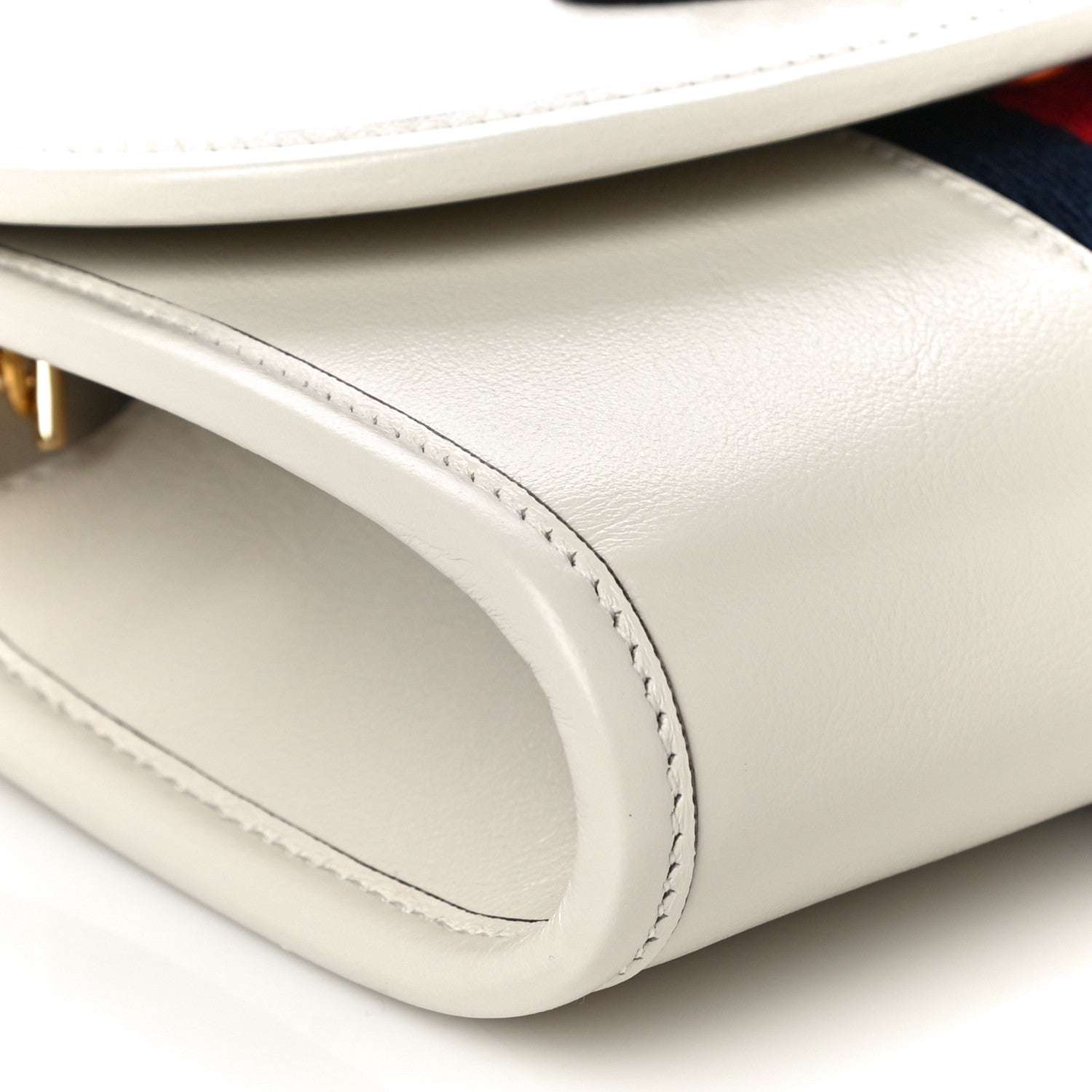 Gucci Textured Calfskin Web Mini Rajah Slim Flap Shoulder Bag Mystic White 9 of 11