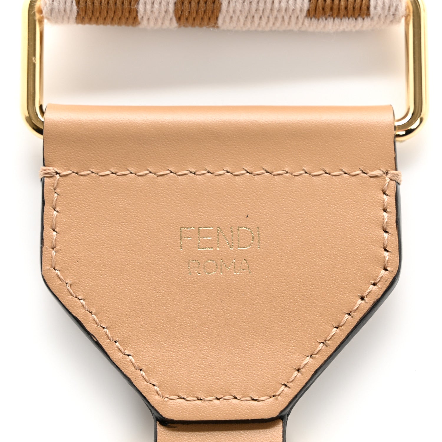 Fendi Ribbon Vitello King FF 1974 Adjustable Strap You Poudre Cuoio Miele Scuro 3 of 8