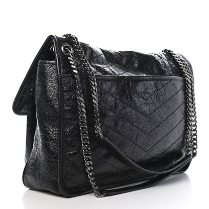 Saint Laurent Crinkled Calfskin Matelasse Monogram Large Niki Chain Satchel Black 6 of 24