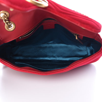 Gucci Velvet Matelasse Medium GG Marmont Shoulder Bag Hibiscus Red 5 of 18