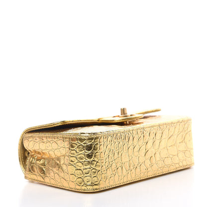 Chanel Metallic Calfskin Crocodile Embossed Cocodile Rectangular Mini Flap Gold 4 of 11