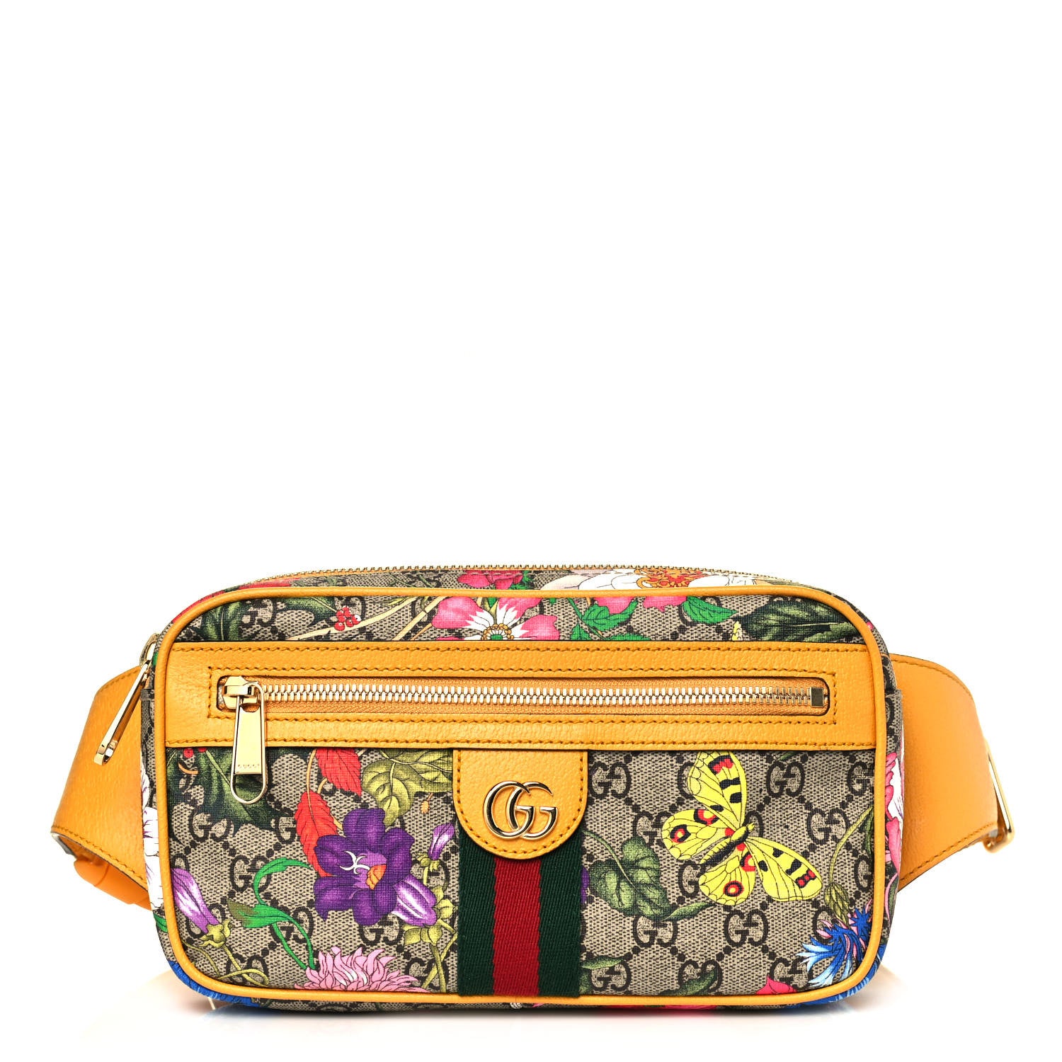 Gucci GG Supreme Monogram Flora Medium Ophidia Belt Bag Beige Multicolor Crop 1 of 12