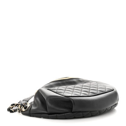 Chanel Lambskin Quilted Waist Bag Fanny Pack Black 4 of 12