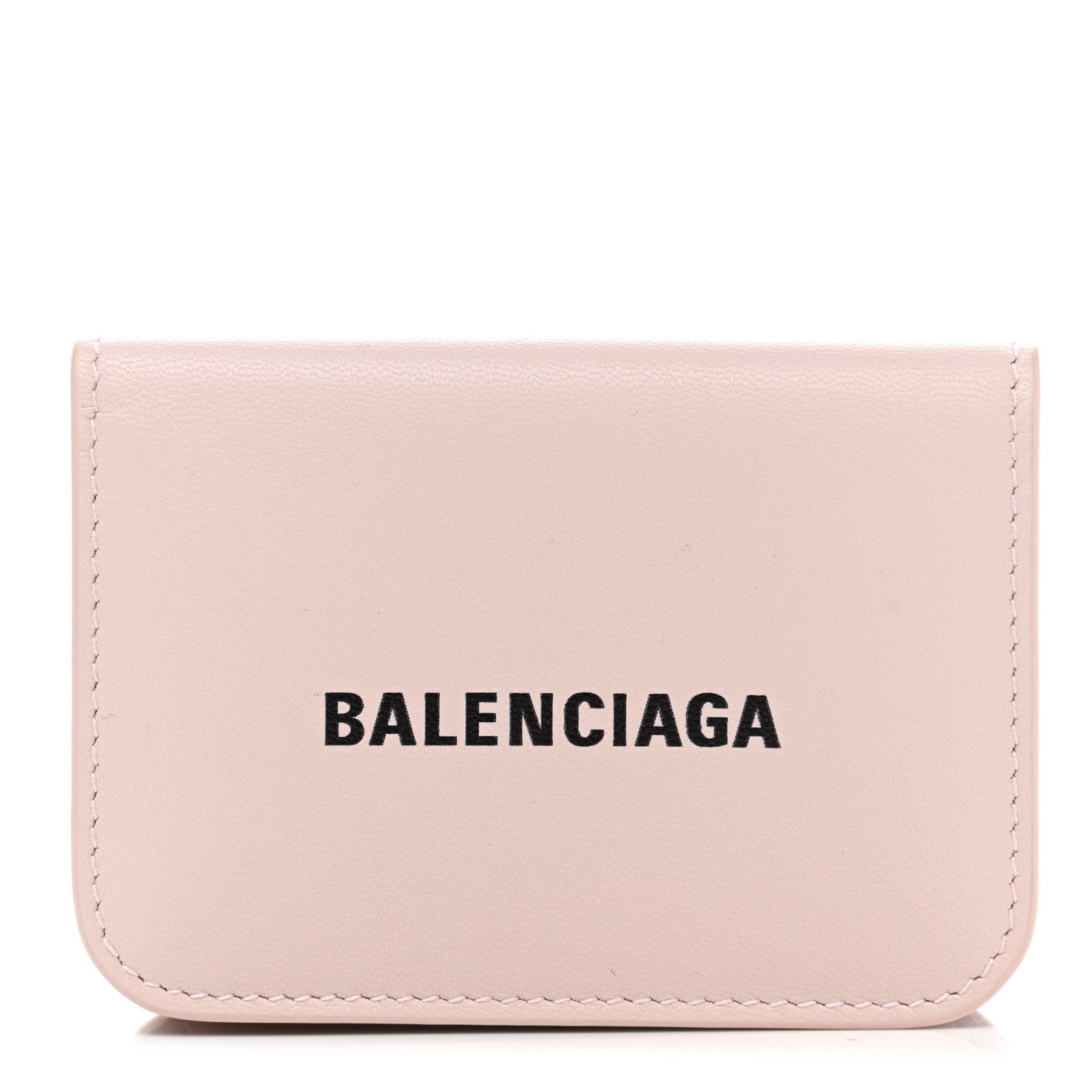 Balenciaga Flat Calfskin Logo Mini Cash Wallet Light Rose Black 1 of 8