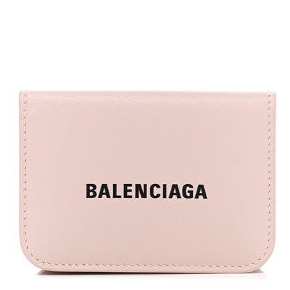 Balenciaga Flat Calfskin Logo Mini Cash Wallet Light Rose Black 1 of 8