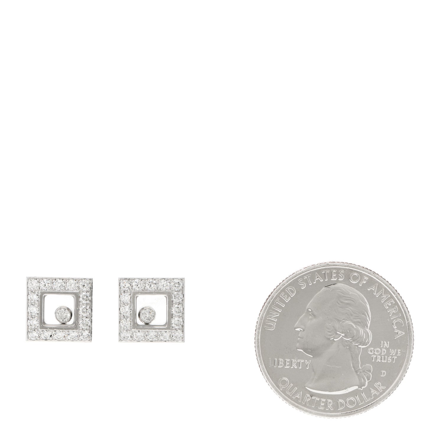 Chopard 18K White Gold Happy Diamonds Square Earrings 2 of 5