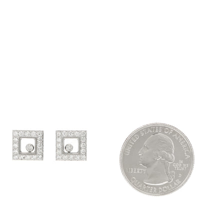Chopard 18K White Gold Happy Diamonds Square Earrings 2 of 5