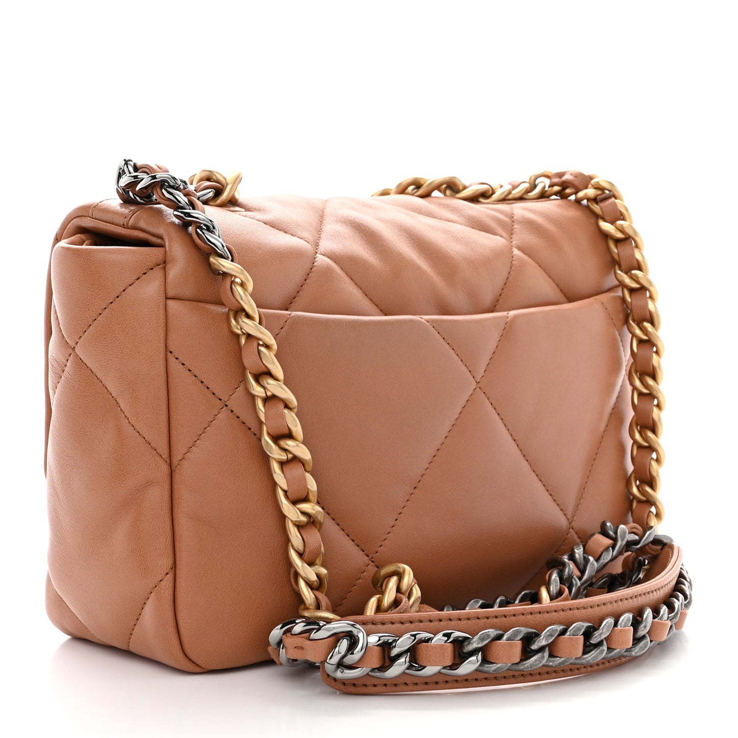 Lambskin Quilted Medium Chanel 19 Flap Brown