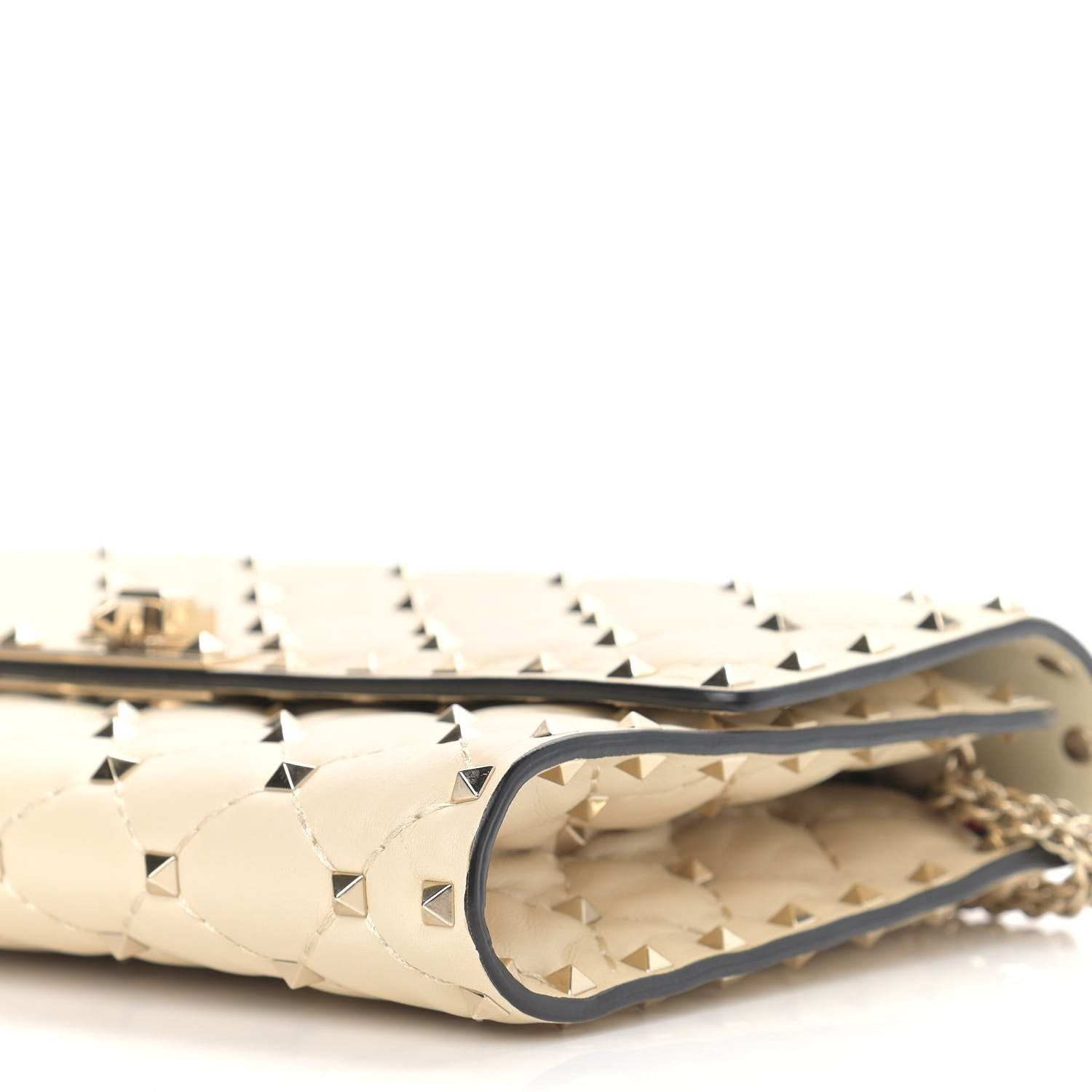 Valentino Garavani Nappa Rockstud Spike Wallet on Chain Light Ivory 9 of 9