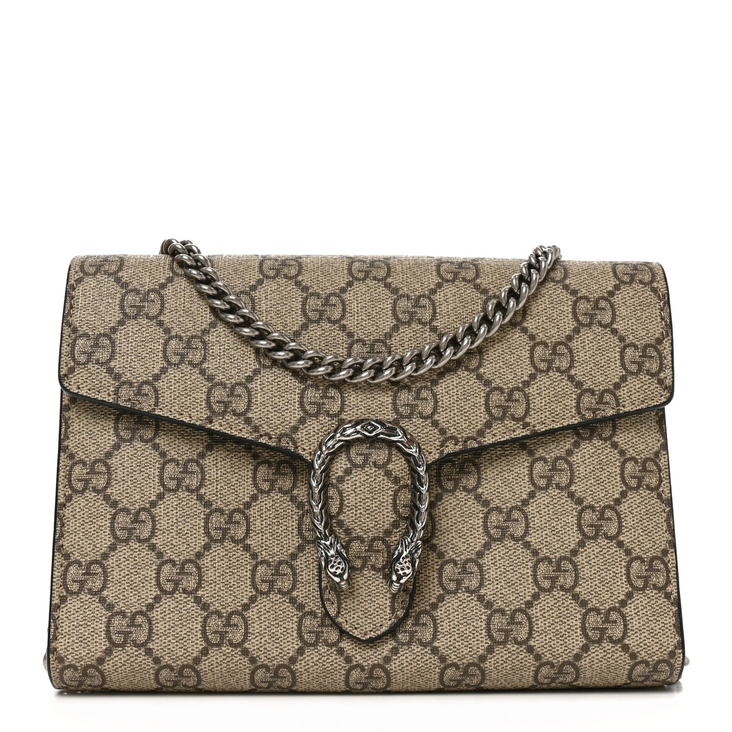 GG Supreme Monogram Mini Dionysus Chain Wallet Beige Black Beige Black