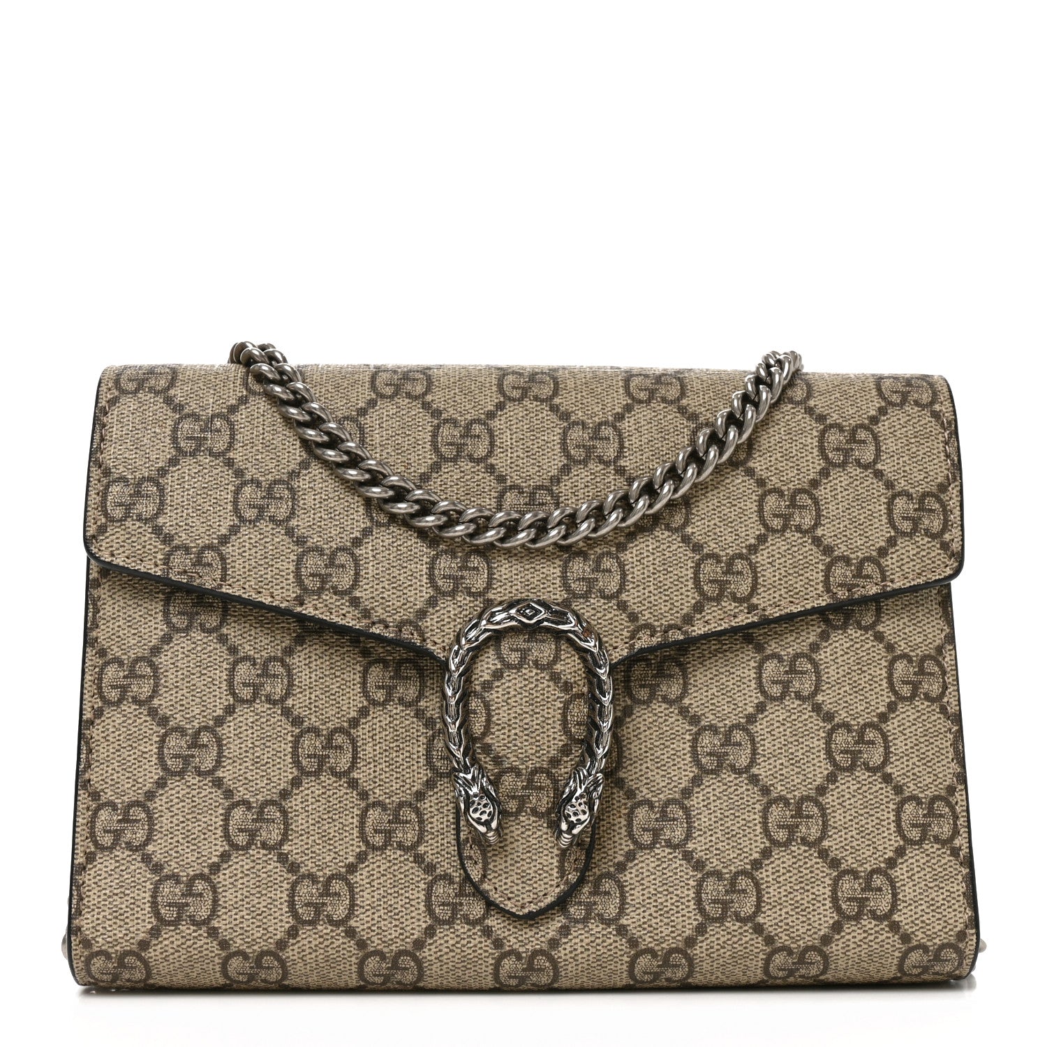 Gucci GG Supreme Monogram Mini Dionysus Chain Wallet Beige Black Beige Black 1 of 10