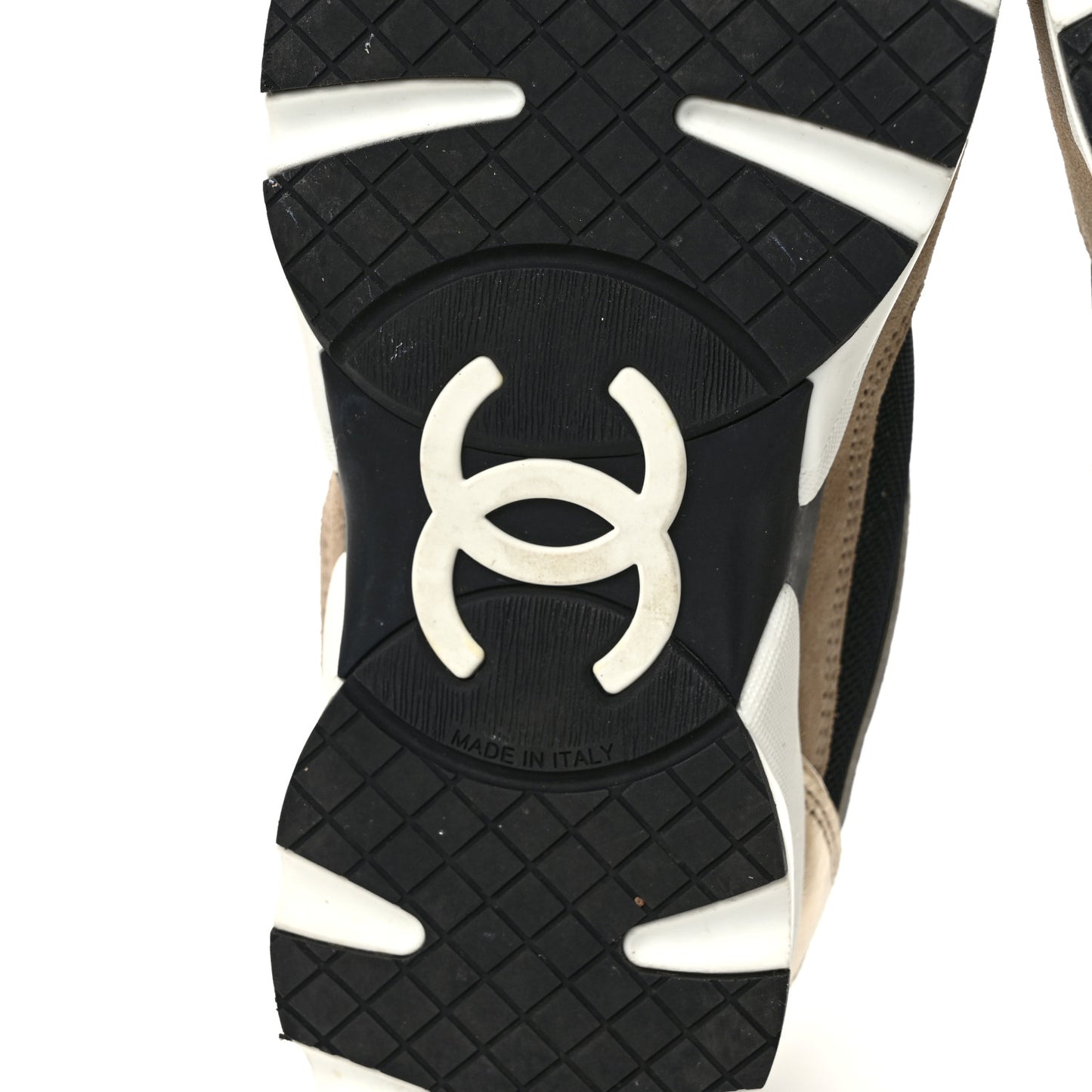 Calfskin Fabric Womens CC Sneakers 37 Black White Silver
