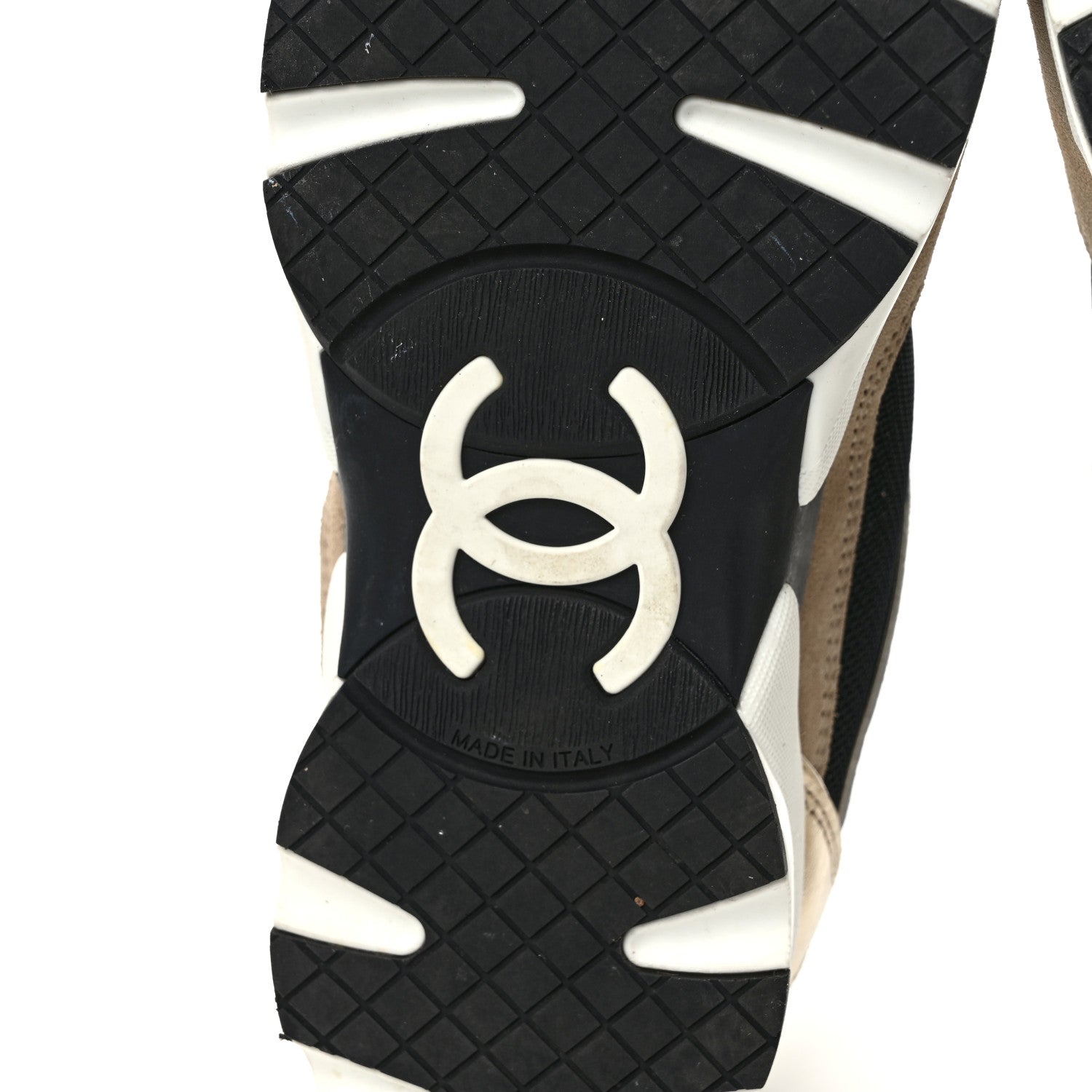 Chanel Calfskin Fabric Womens CC Sneakers 37 Black White Silver 6 of 8