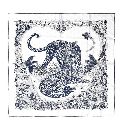 Hermes Silk Jungle Love Tattoo Scarf 90 Naturel Bleu Noir 1 of 6