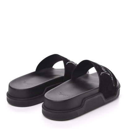 Christian Louboutin Suede Crystal Womens Dear Pool Platform Slide Sandals 43 Black 4 of 10