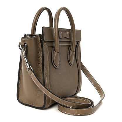 Celine Drummed Calfskin Nano Luggage Souris 3 of 11