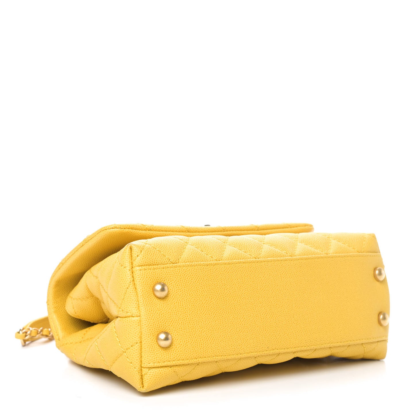 Caviar Quilted Mini Coco Handle Flap Yellow
