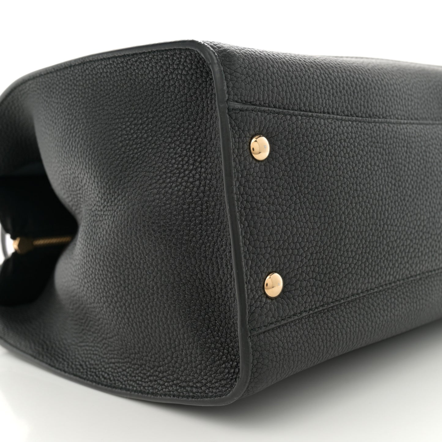 Hammered Calfskin Double Handle Medium Amy Tote Black