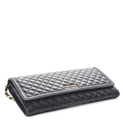 Prada Soft Calfskin Quilted Chain Wallet Black 4 of 10