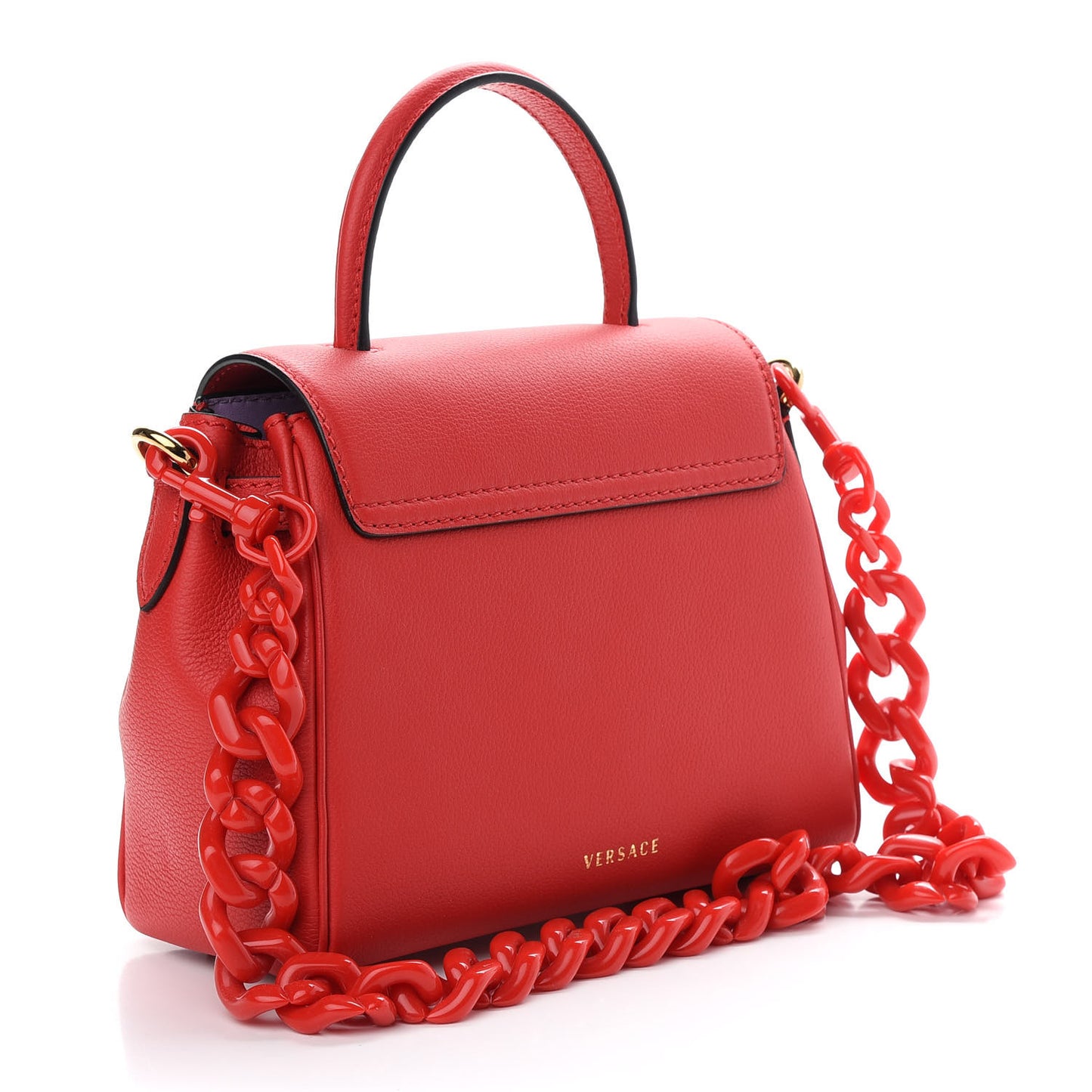 Calfskin Medusa Small Top Handle Handbag Red