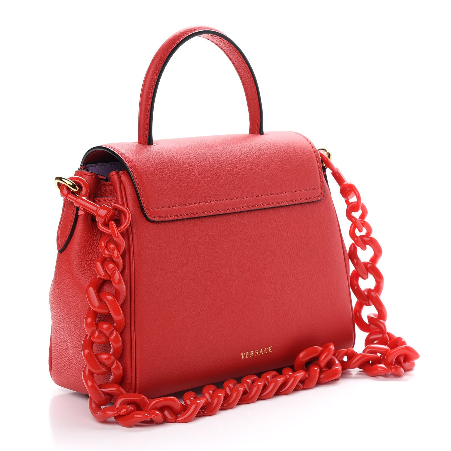 Versace Calfskin Medusa Small Top Handle Handbag Red 3 of 8