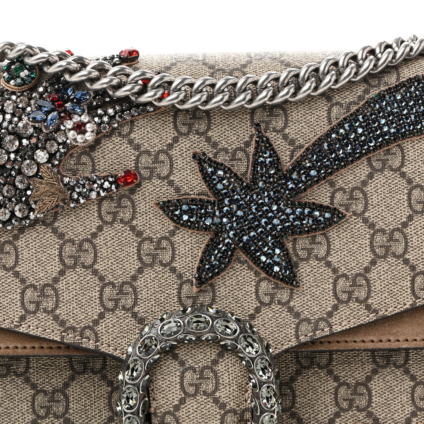 GG Supreme Monogram Shooting Star Embroidered Medium Dionysus Shoulder Bag Beige