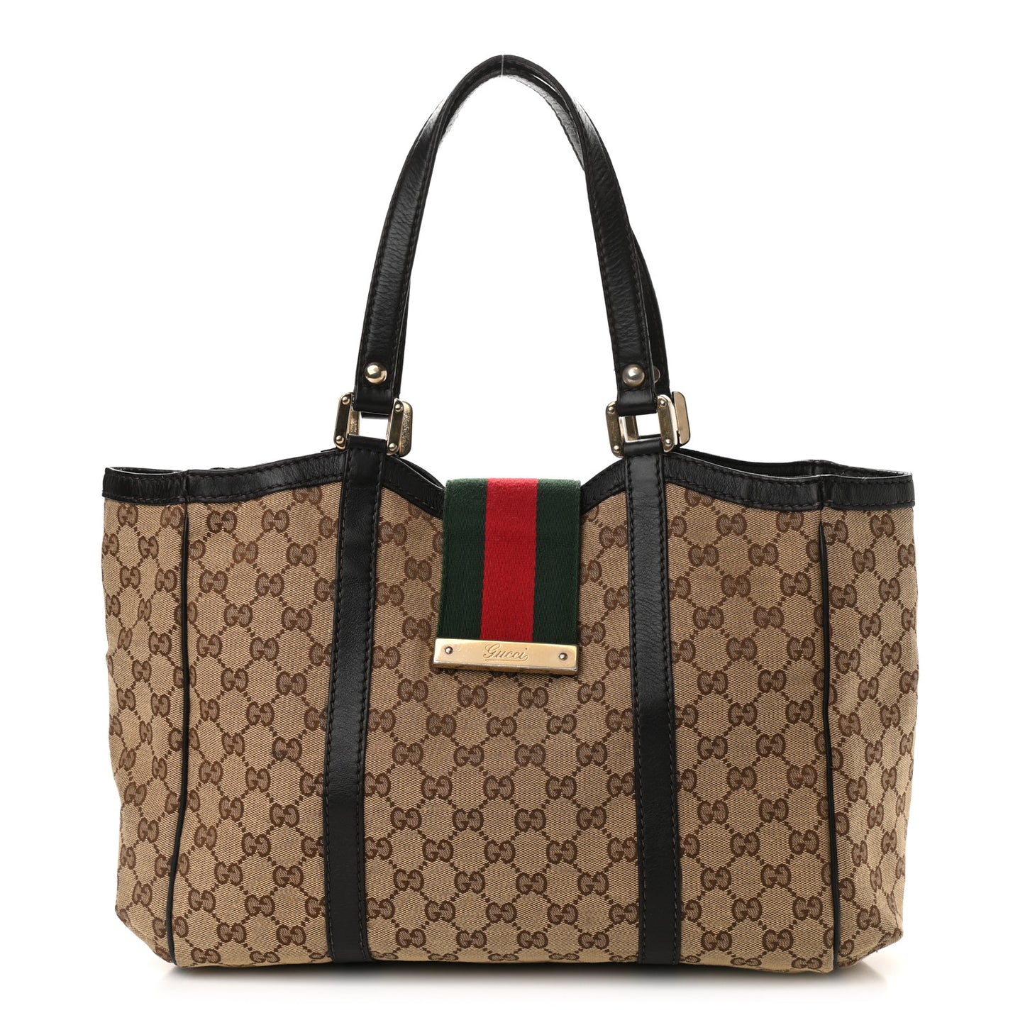 Monogram New Ladies Web Tote Dark Brown