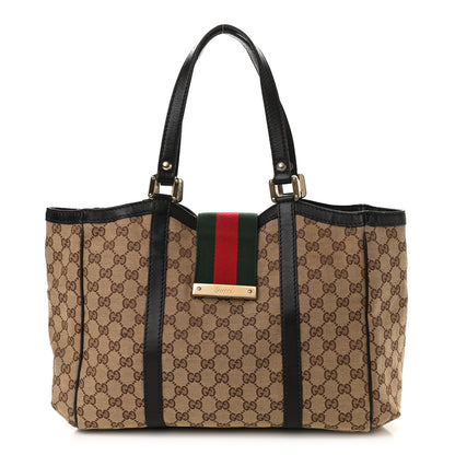 Gucci Monogram New Ladies Web Tote Dark Brown 1 of 11