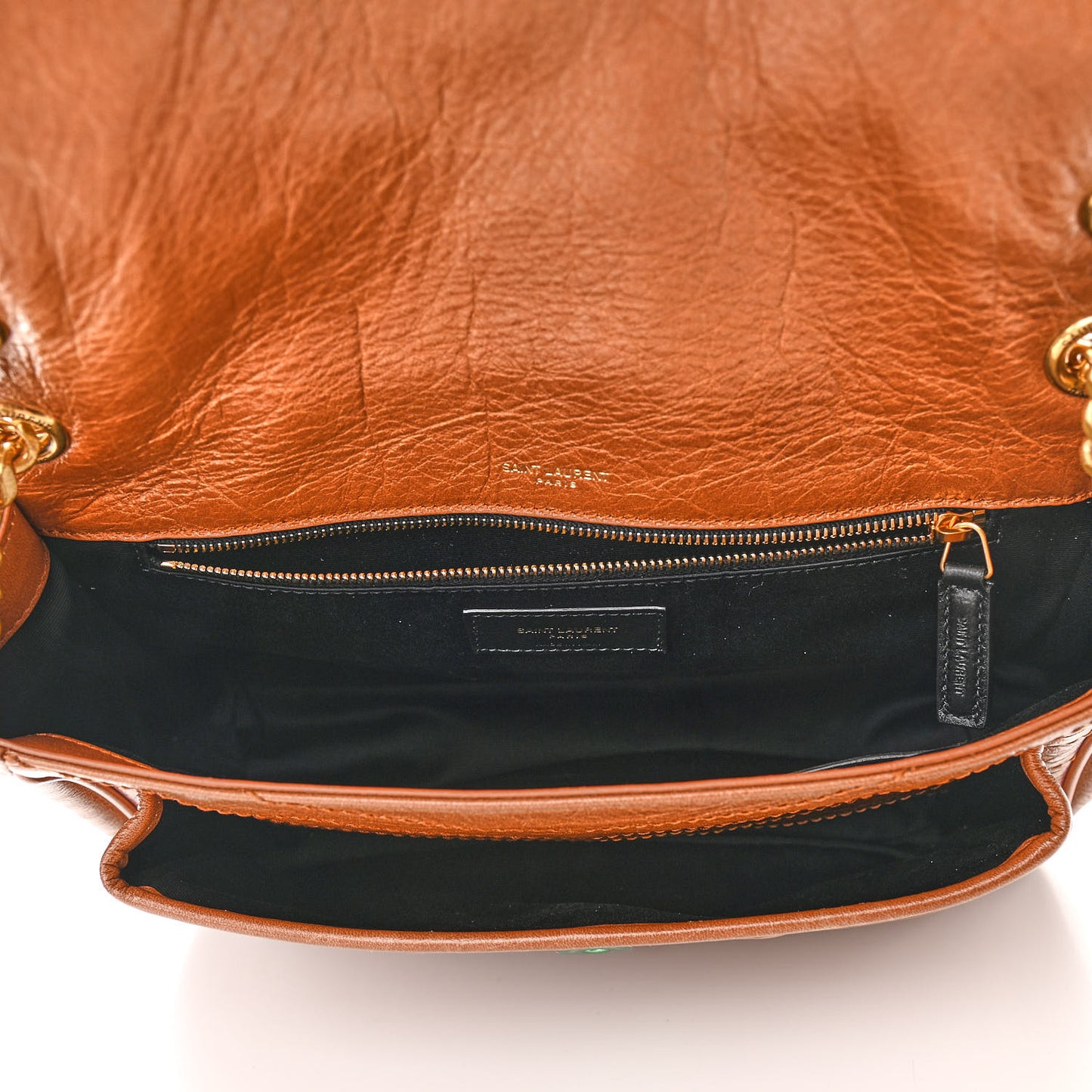 Crinkled Calfskin Matelasse Monogram Medium Niki Chain Satchel Caramel