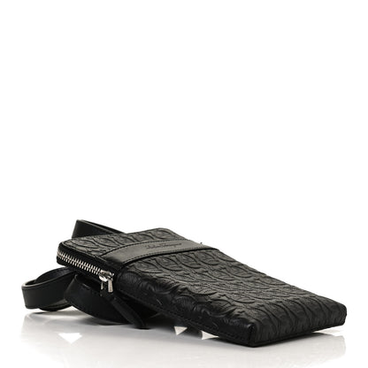 Salvatore Ferragamo Calfskin Gancini Embossed Travel Pouch Black 4 of 12