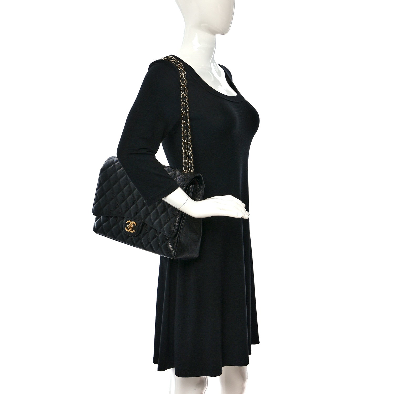 Chanel Caviar Quilted Maxi Double Flap Black 2 of 8