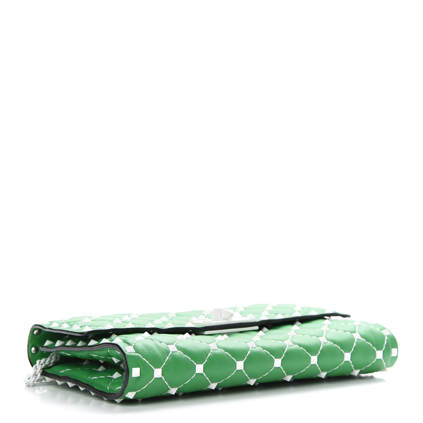 Lambskin Free Rockstud Spike Wallet On Chain Peppermint