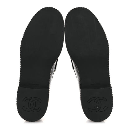 Chanel Shiny Crumpled Calfskin CC Mocassin Loafers 38.5 Black 7 of 12