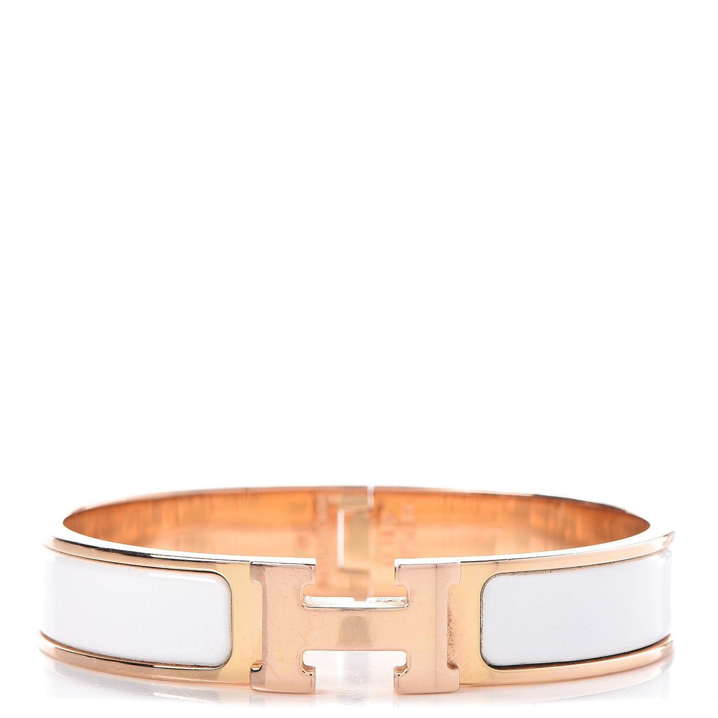 Enamel Narrow Clic Clac H Bracelet PM White