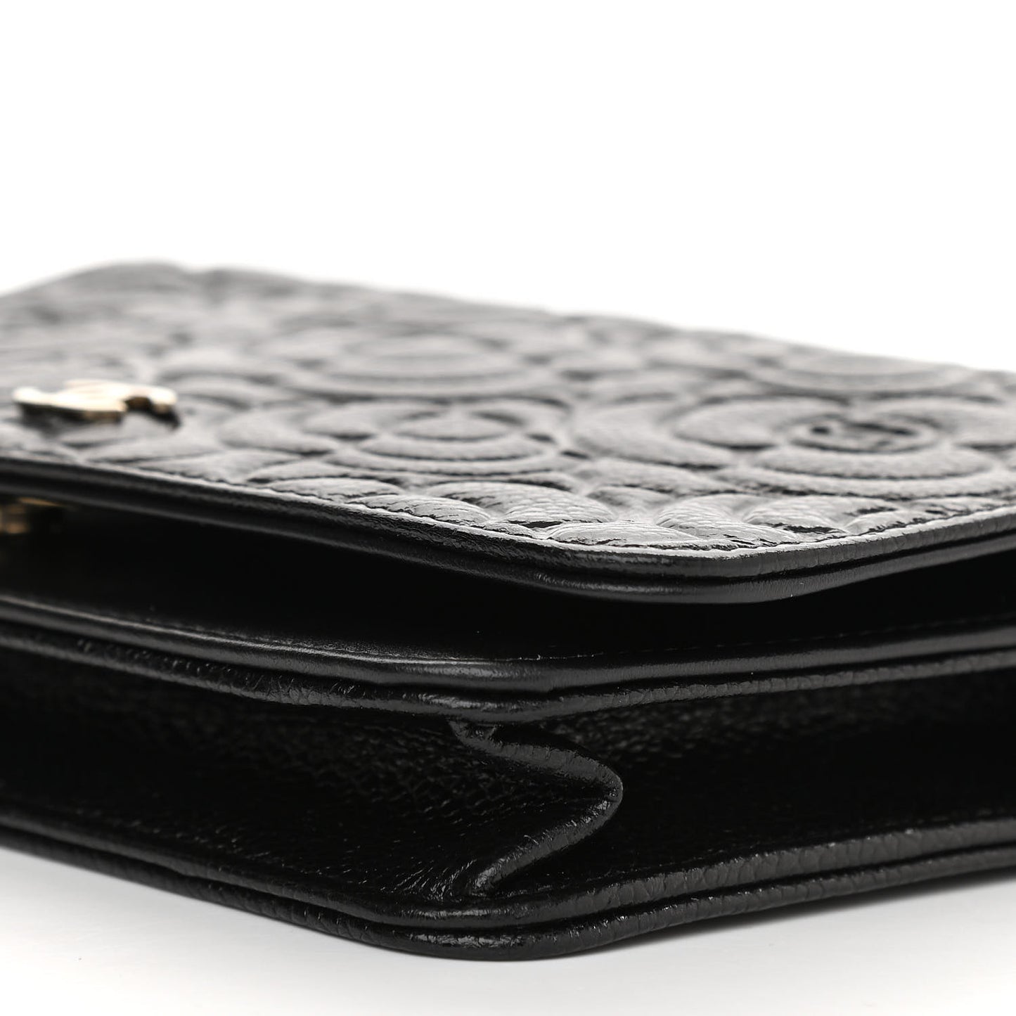 Caviar Camellia Embossed Wallet On Chain WOC Black
