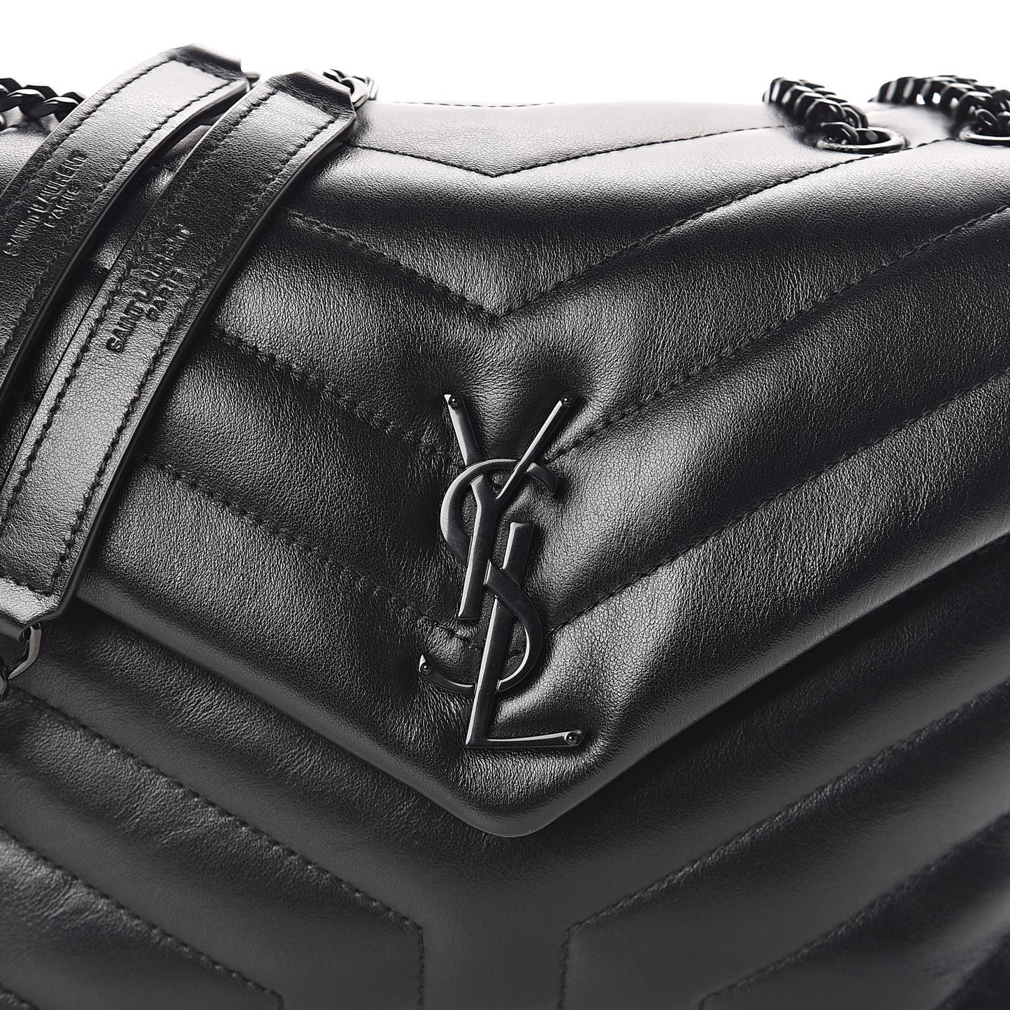 Calfskin Y Quilted Monogram Small Loulou Chain Satchel Black