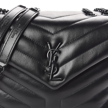 Saint Laurent Calfskin Y Quilted Monogram Small Loulou Chain Satchel Black 7 of 9