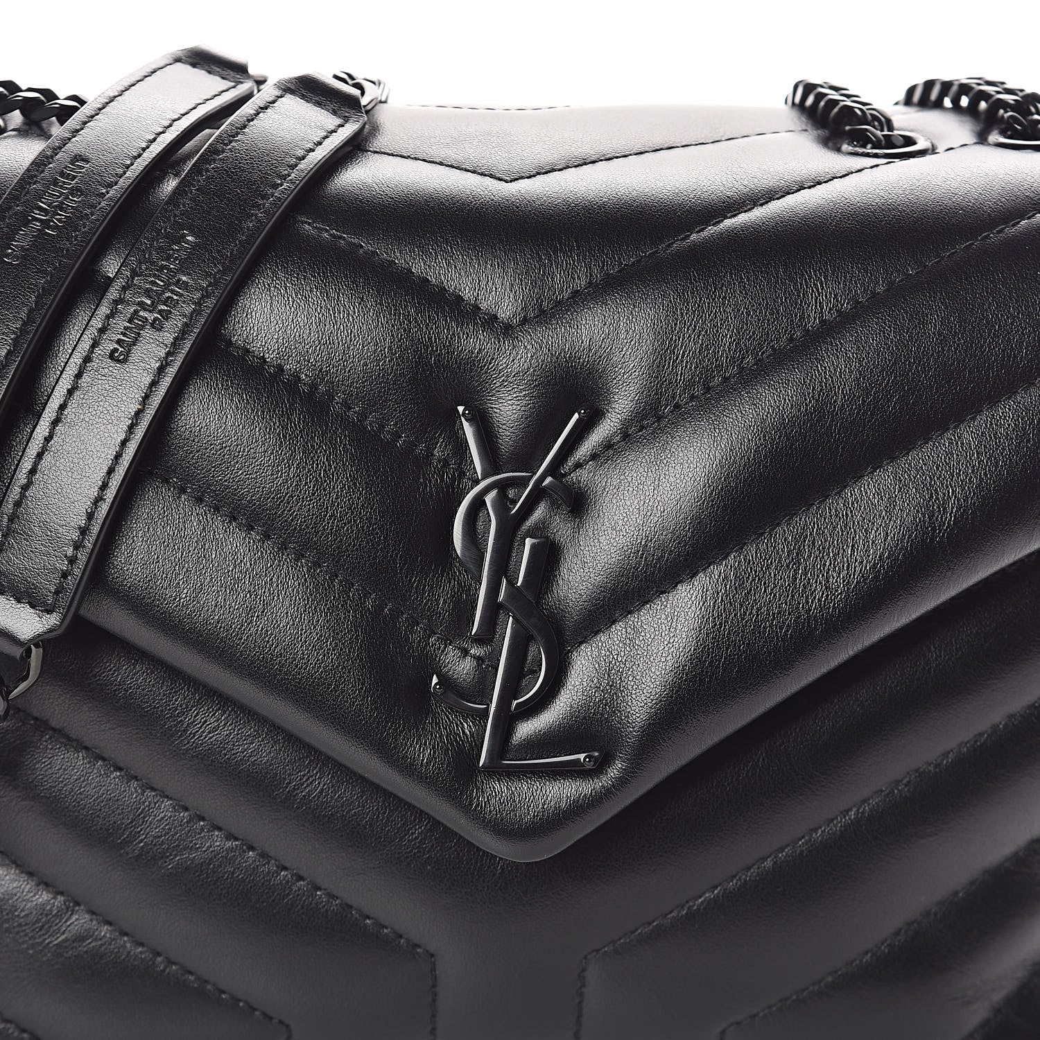 Saint Laurent Calfskin Y Quilted Monogram Small Loulou Chain Satchel Black 7 of 9