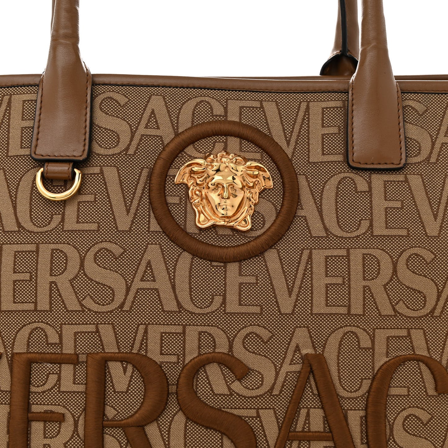 Jacquard Canvas Large Allover Medusa Tote Beige