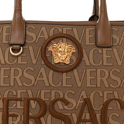 Versace Jacquard Canvas Large Allover Medusa Tote Beige 7 of 19