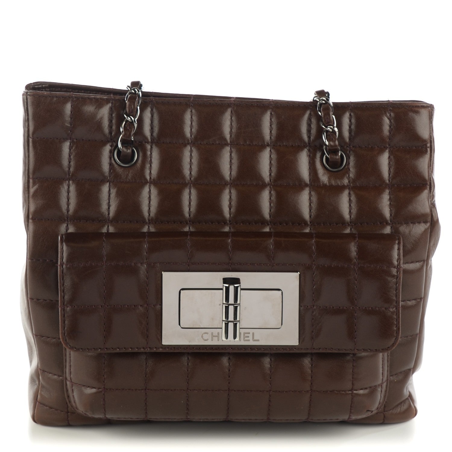 Chanel Lambskin Quilted Chocolate Bar Mademoiselle Shoulder Bag Brown 1 of 7