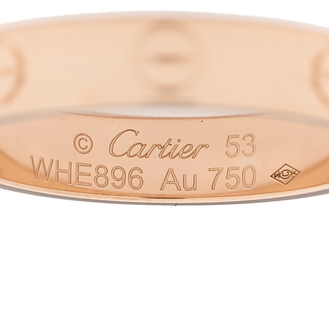 18K Pink Gold 3.5mm LOVE Wedding Band Ring 53 6.5