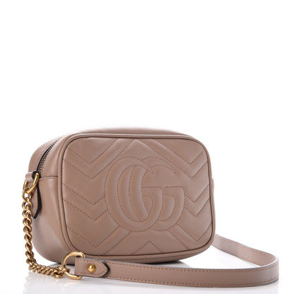 Gucci Calfskin Matelasse Mini GG Marmont Chain Shoulder Bag Nude 3 of 7