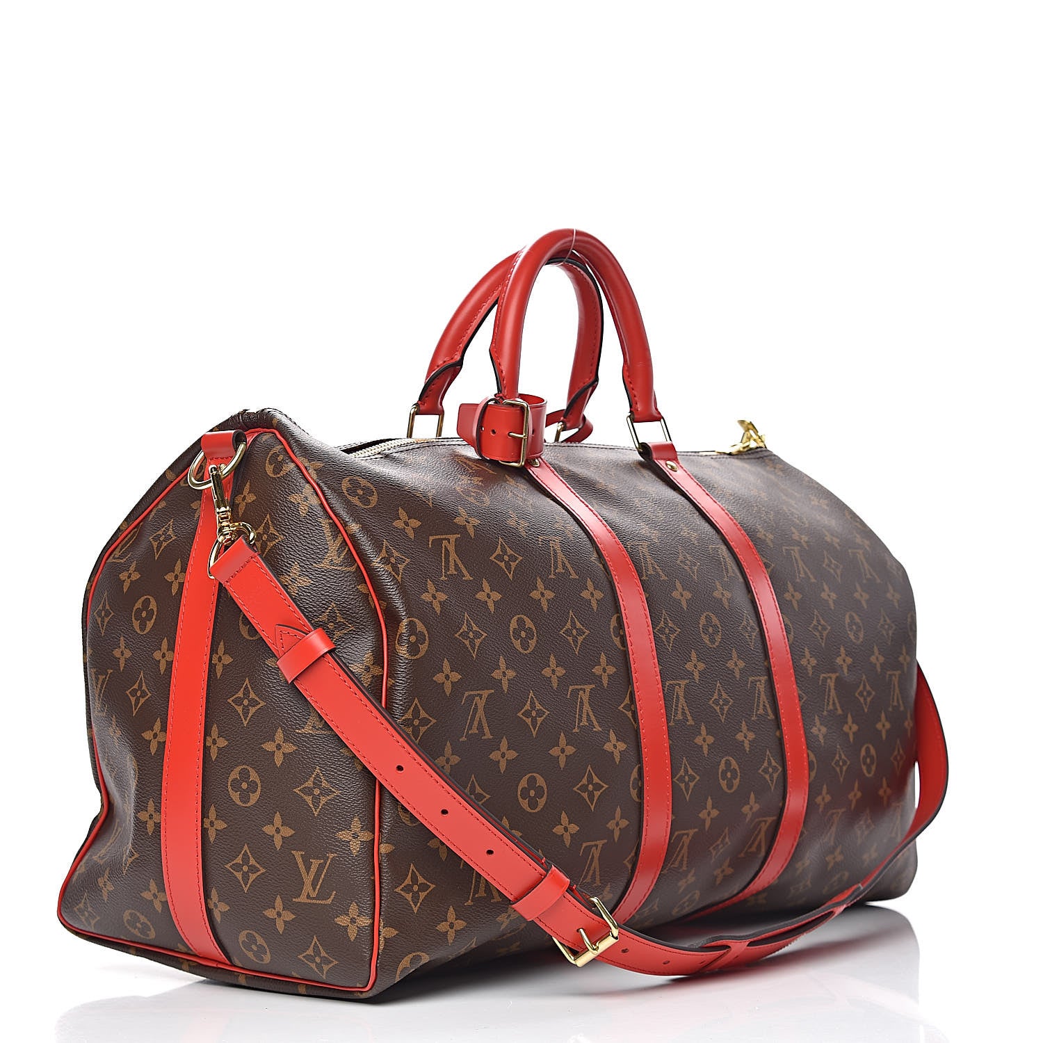 Louis Vuitton Calfskin Monogram Keepall Bandouliere 50 Coquelicot 3 of 10