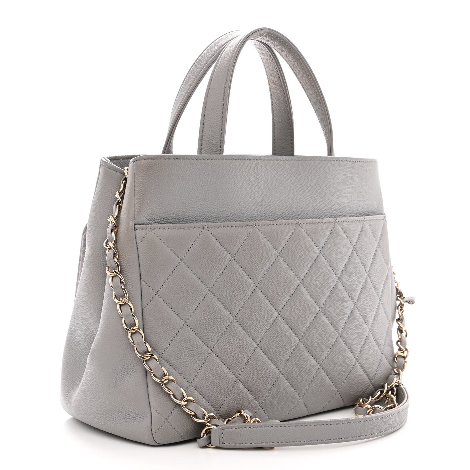 Chanel Caviar Quilted Small Business Affinity Shopping Bag Grey 3 of 13