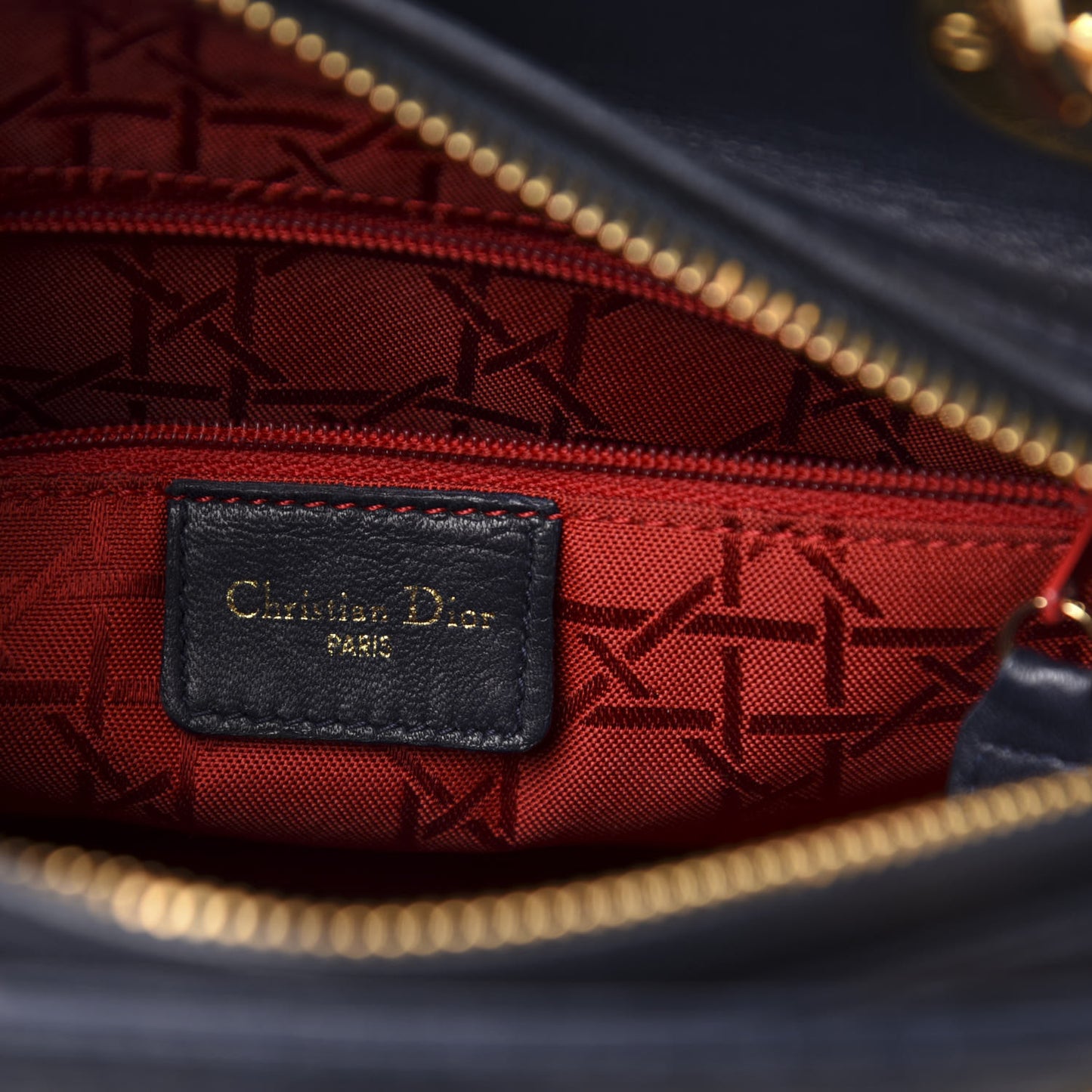 Lambskin Cannage Medium Lady Dior Navy Blue