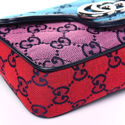 Gucci Monogram Multicolor Matelasse Diagonal Super Mini GG Marmont Shoulder Bag Light Blue Pink Blue Green Red 8 of 12