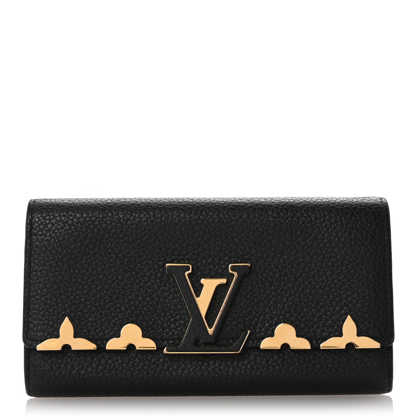 Taurillon Embellished Capucines Long Wallet Black