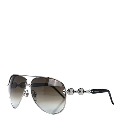 Gucci Marina Chain Aviator Sunglasses GG 4225/S Silver Black 1 of 8